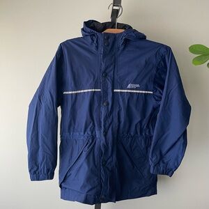 Vintage Sportif MEC Boys Reflective Rain Jacket Children’s Youth Blue